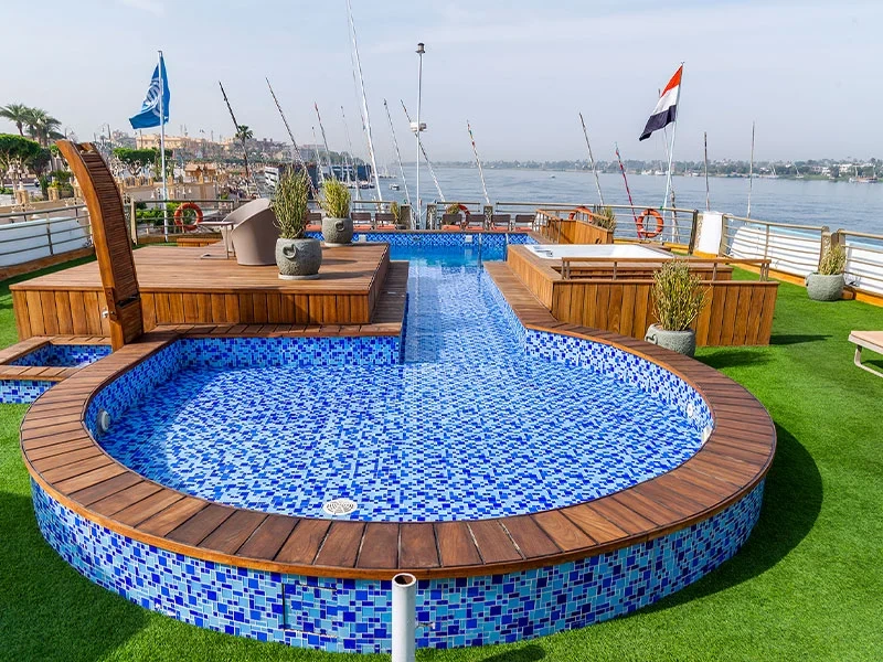 Sun deck of the Sonesta Sun Goddess Nile Cruise Ship Nile cruise